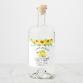 リモンチェロ水彩花ひまわり緑 リキュールボトルラベル (正面)