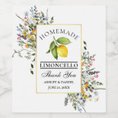 リモンチェロ水彩野草花ボトルラベル ワインラベル (シングルラベル)