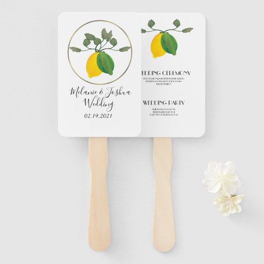 リモンチッロ ウォーターカラーレモンライム ハンドファン (正面&裏面)