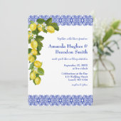 リモンIレモイタリアンン&ブルータイルウェディング招待 招待状 (スタンド正面)