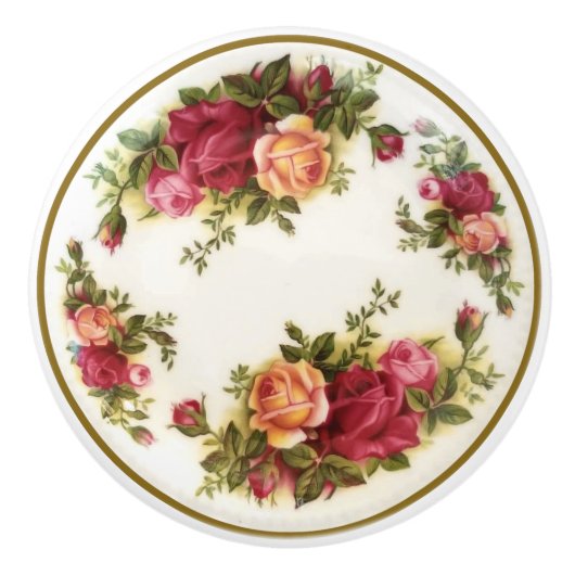 リモージュの旧式な手塗りの中国の陶磁器のノブ セラミックノブ (正面)