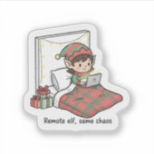 リモートエルフのカオス – おもしろクリスマスの在宅勤務  シール (正面)
