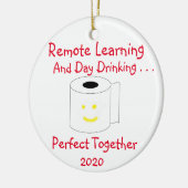 リモート学と日中の飲み物が完璧 セラミックオーナメント (左)