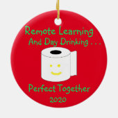 リモート学と日中の飲み物が完璧 セラミックオーナメント (裏面)