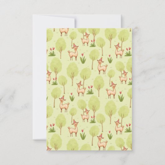 リャマと一緒にお外で子供の誕生日パーティーをしよう! サンキューカード (裏面)