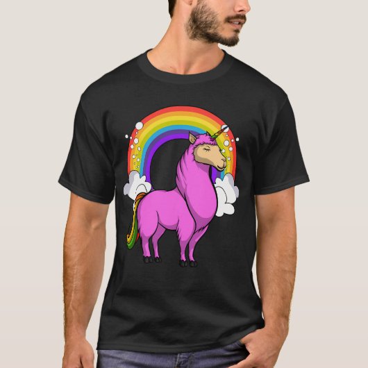 リャマコーン ユニコーン ラマ Tシャツ (正面)