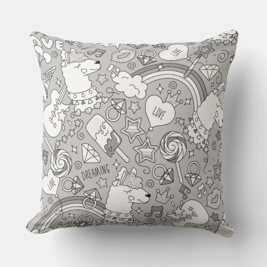 リャマ柄 4 クッション (正面)