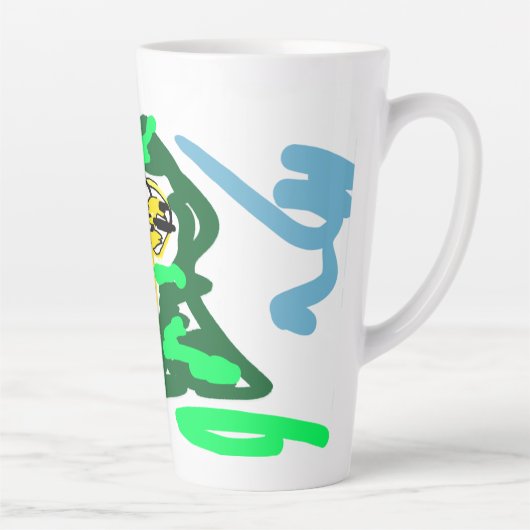リャマ 楽しい  カフェラテマグ (右)