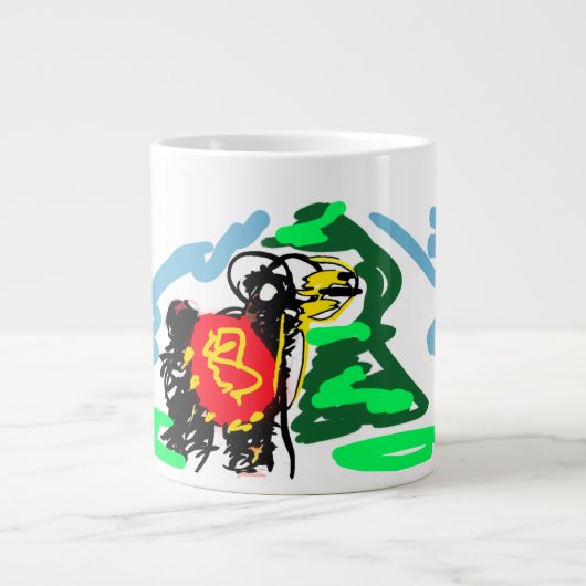 リャマ 楽しい  ジャンボコーヒーマグカップ (正面)