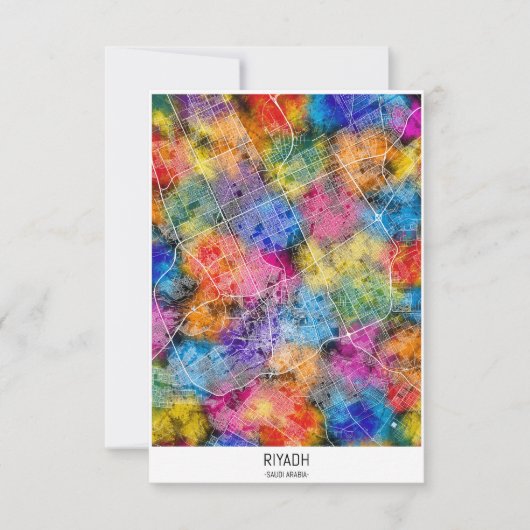 リヤド・サウジアラビアの地図 サンキューカード (正面)