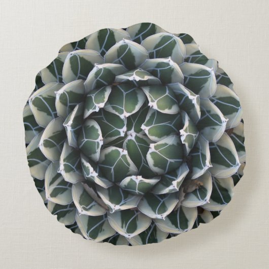 リュウゼツランの円形の装飾用クッション、綿(16") ラウンドクッション (裏面)