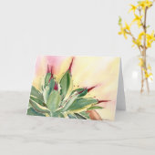 リュウゼツランの「クリーム色のスパイク」の水彩画、デブラリーBaldwin カード (黄色い花)