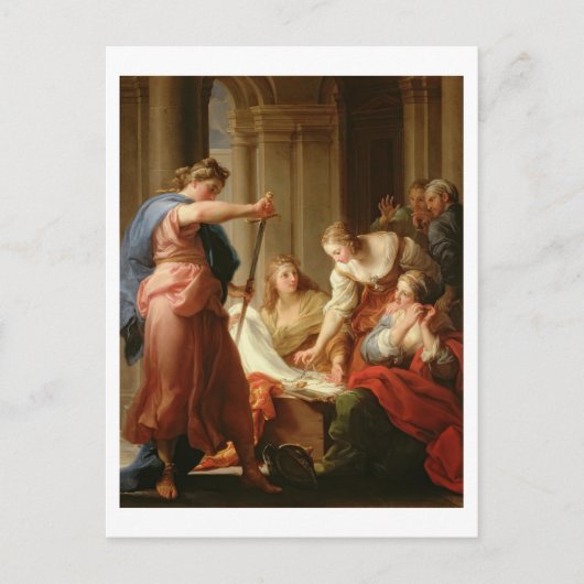 リュコメデス王の宮廷のアキレウスとその王D ポストカード (正面)