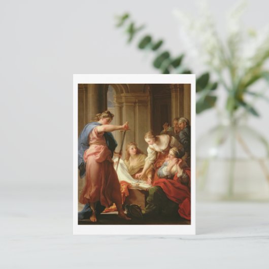 リュコメデス王の宮廷のアキレウスとその王D ポストカード (スタンド正面)