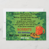 リュックとブーツのキャンピングパーティー誕生日招待状 招待状 (正面)