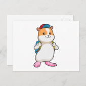 リュックと帽子を背負ったハムスター ポストカード (正面/裏面)