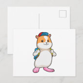 リュックと帽子を背負った学生のハムスター ポストカード (正面/裏面)