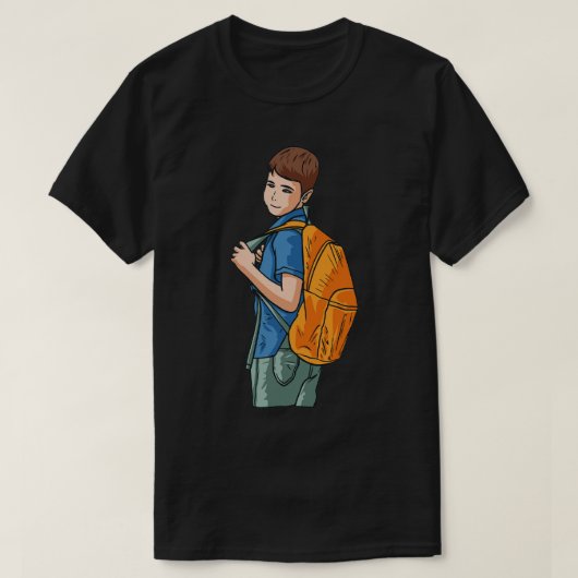 リュックを着た小学生 Tシャツ (デザイン正面)