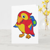 リュックを背負ったインコ カード (黄色い花)