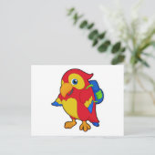 リュックを背負ったインコ ポストカード (スタンド正面)