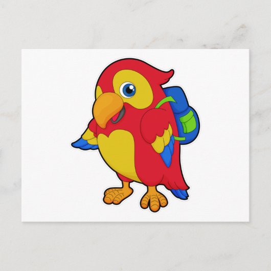 リュックを背負ったインコ ポストカード (正面)