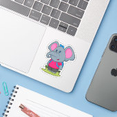 リュックを背負ったハイカーの象 シール (ノートパソコンとiPhone)
