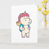 リュックを背負ったユニコーン & チューインガムを噛んでる カード (黄色い花)