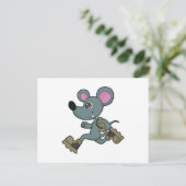リュックを背負ったランナーとしてのマウス ポストカード (スタンド正面)