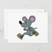 リュックを背負ったランナーとしてのマウス ポストカード (正面/裏面)