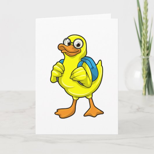 リュックを背負った学生のカモ カード (正面)