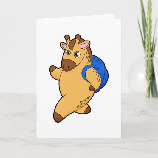 リュックを背負った学生のキリン カード (正面)