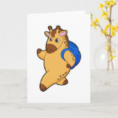 リュックを背負った学生のキリン カード (黄色い花)