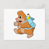 リュックを背負った学生のモグラ ポストカード (正面)