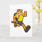 リュックを背負って走る虎 カード (黄色い花)