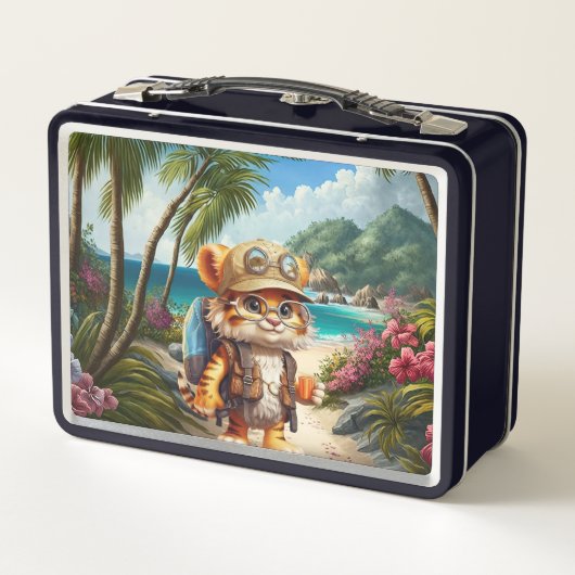 リュックサックとジュースと喜びのタイガーカブ メタルランチボックス (裏面)