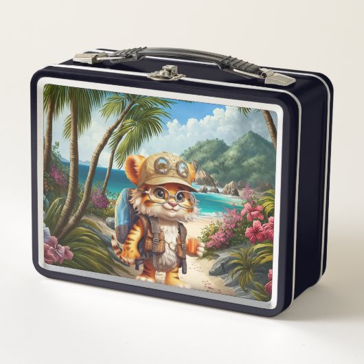 リュックサックとジュースと喜びのタイガーカブ メタルランチボックス (正面)