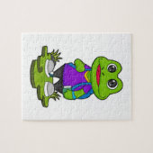 リュックサック付きハイカーとしてのカエル ジグソーパズル (横)