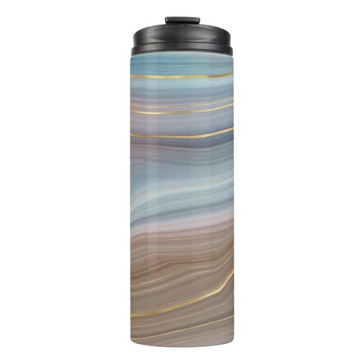 リュックスストラタ |ほこりっぽい石板ブルーチューペピンクアゲート タンブラー (正面)