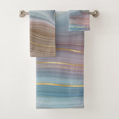 リュックスストラタ |ほこりっぽい石板ブルーチューペピンクアゲート バスタオルセット (インサイチュ)