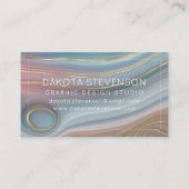 リュックスストラタ |ほこりっぽい石板ブルーチューペピンクアゲート 名刺 (裏面)