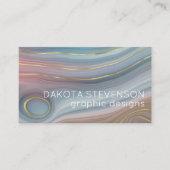 リュックスストラタ |ほこりっぽい石板ブルーチューペピンクアゲート 名刺 (正面)
