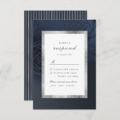 リュックスバラネイビー銀ヴィンテージボタニッ結婚クス 出欠カード (正面/裏面)