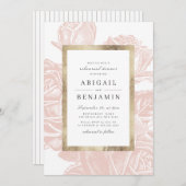 リュックスバラ赤面金ゴールドヴィンテージリハーサル夕食 招待状 (正面/裏面)