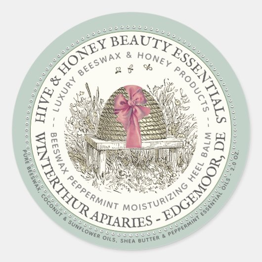 リュックスヒールバームラベルペパーミントSkip and Bow ラウンドシール (正面)