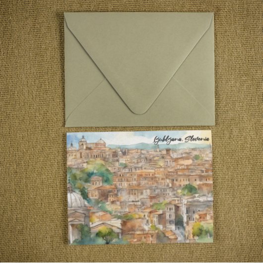 リュブリャナスロベニアのシルエットウォーター絵を描カラー ポストカード