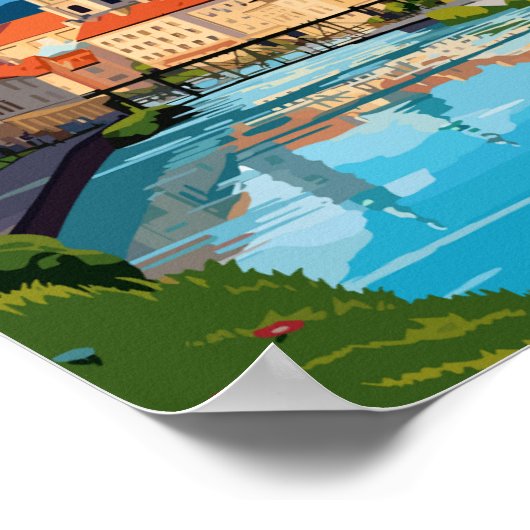 リュブリャナスロベニアのヴィンテージ旅行イラストレーション ポスター (角)