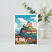 リュブリャナスロベニアのヴィンテージ旅行イラストレーション ポストカード (スタンド正面)