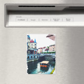 リュブリャナスロベニア水色ヴィンテージ旅行 マグネット (インサイチュ (食洗機))