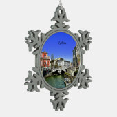 リュブリャナスロベニア スノーフレークピューターオーナメント (左)