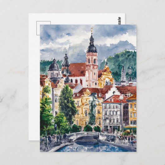 リュブリャナ、スロベニア絵を描旅行 ポストカード (正面/裏面)